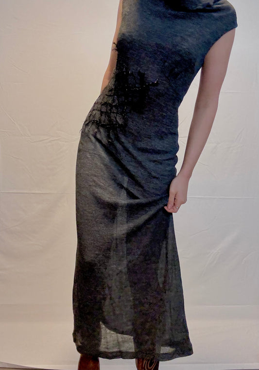 Wool Sheer Sleeveless Dress